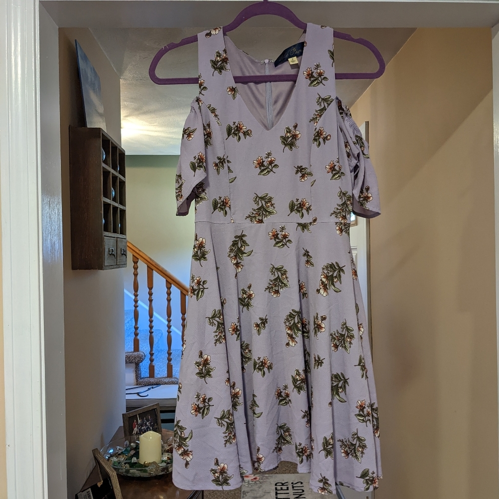 Blue Rain Small Lilac Floral Cold Shoulder Dress